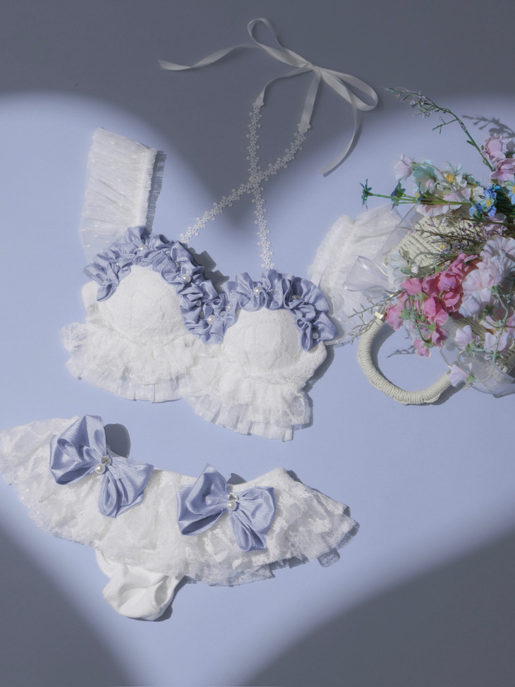 水着】【Deco Lingerie/デコランジェリー】フリル リボン 刺繍レース