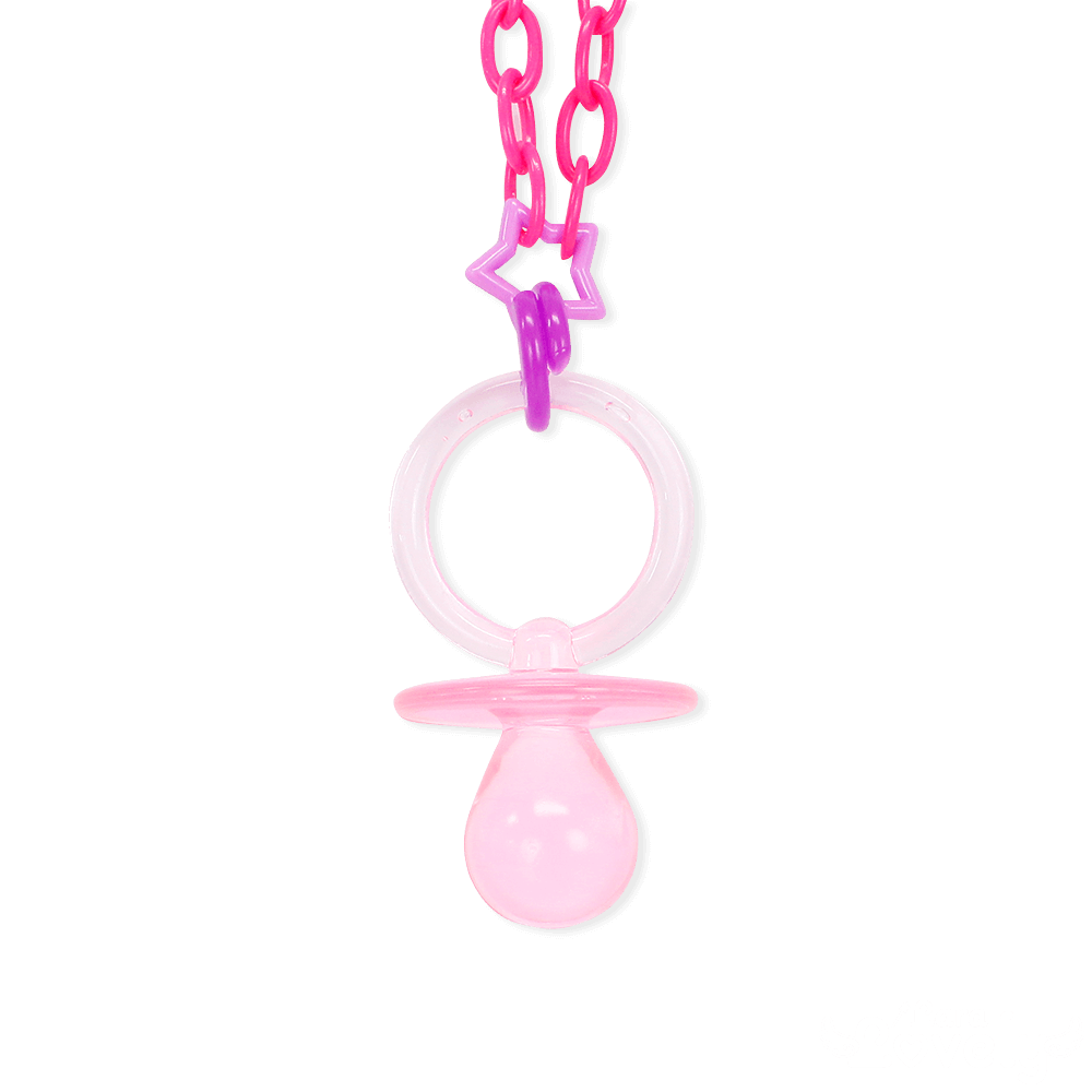 おしゃぶりネックレス ピンク(濃ピンク×パープル) - ゆめかわいい