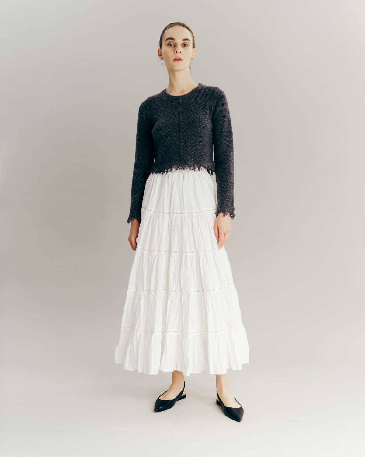 再入荷】Cotton Tiered skirt – L'AUBE BLANC