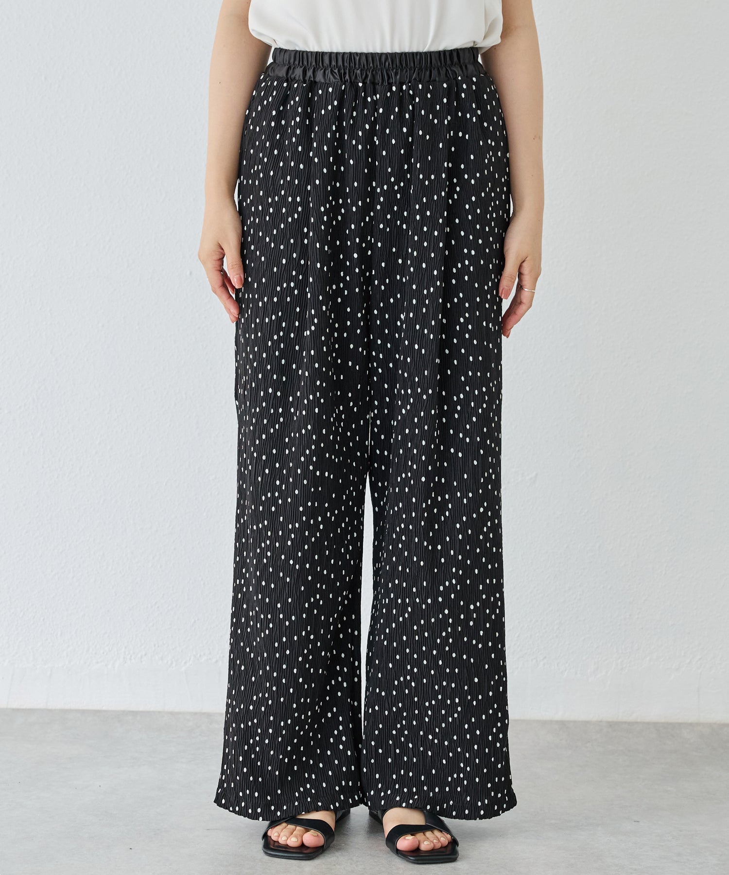 洗える】ドットイージーパンツ | ラビアンジェ-⼤きいサイズのレディース服