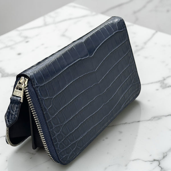 クロコダイル長財布 ラウンドファスナー ワニ革 本革 メンズ