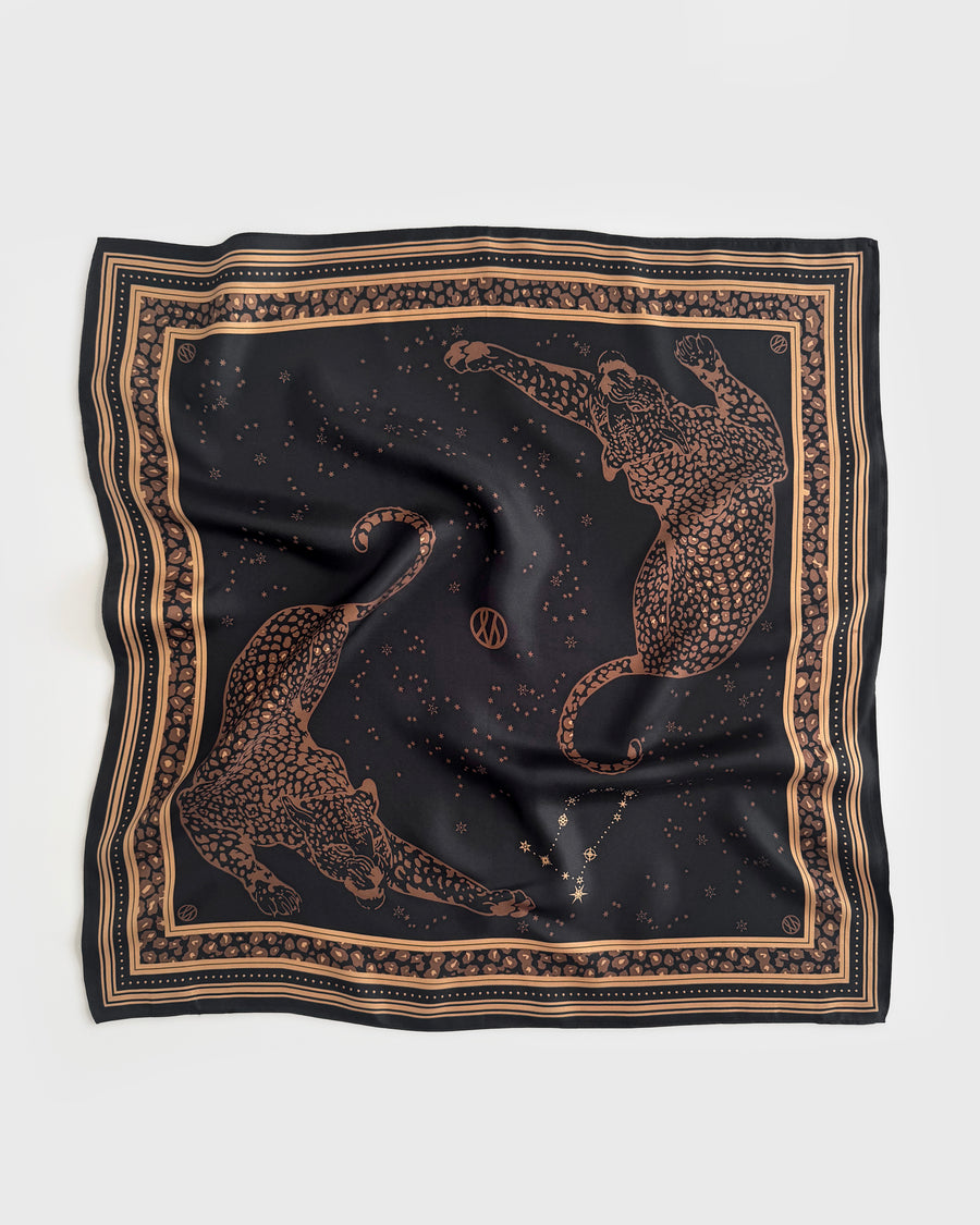 lescarf | silk scarf | Gemini Black & Mocha Mousse