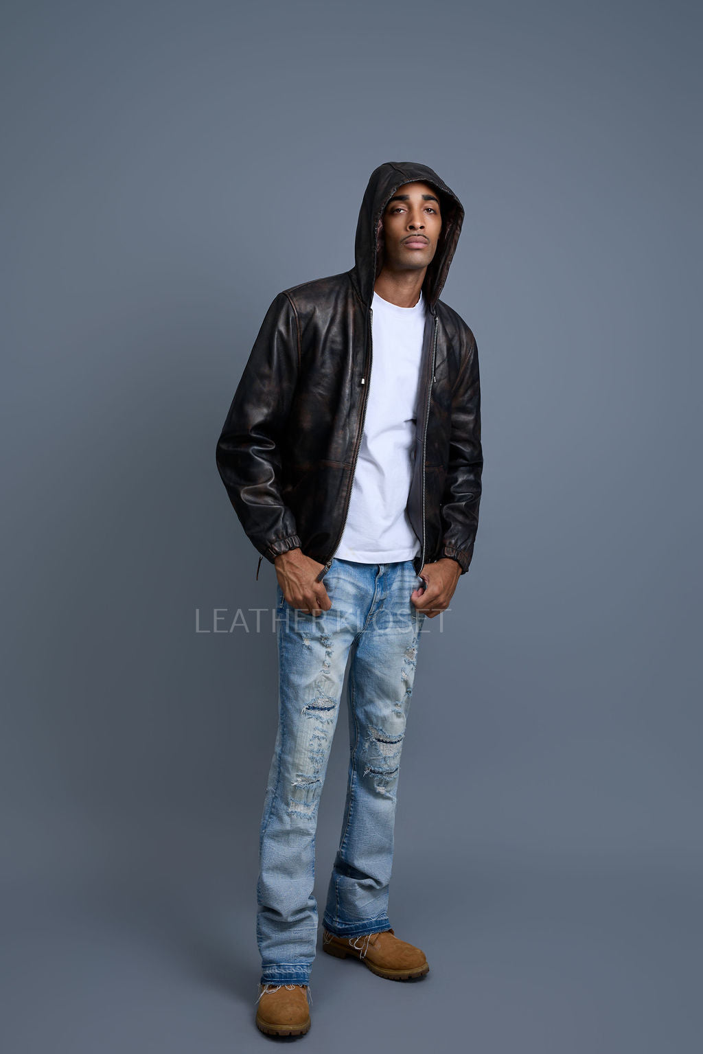 Men's Leather Hoodie [Copper] – LeatherKloset