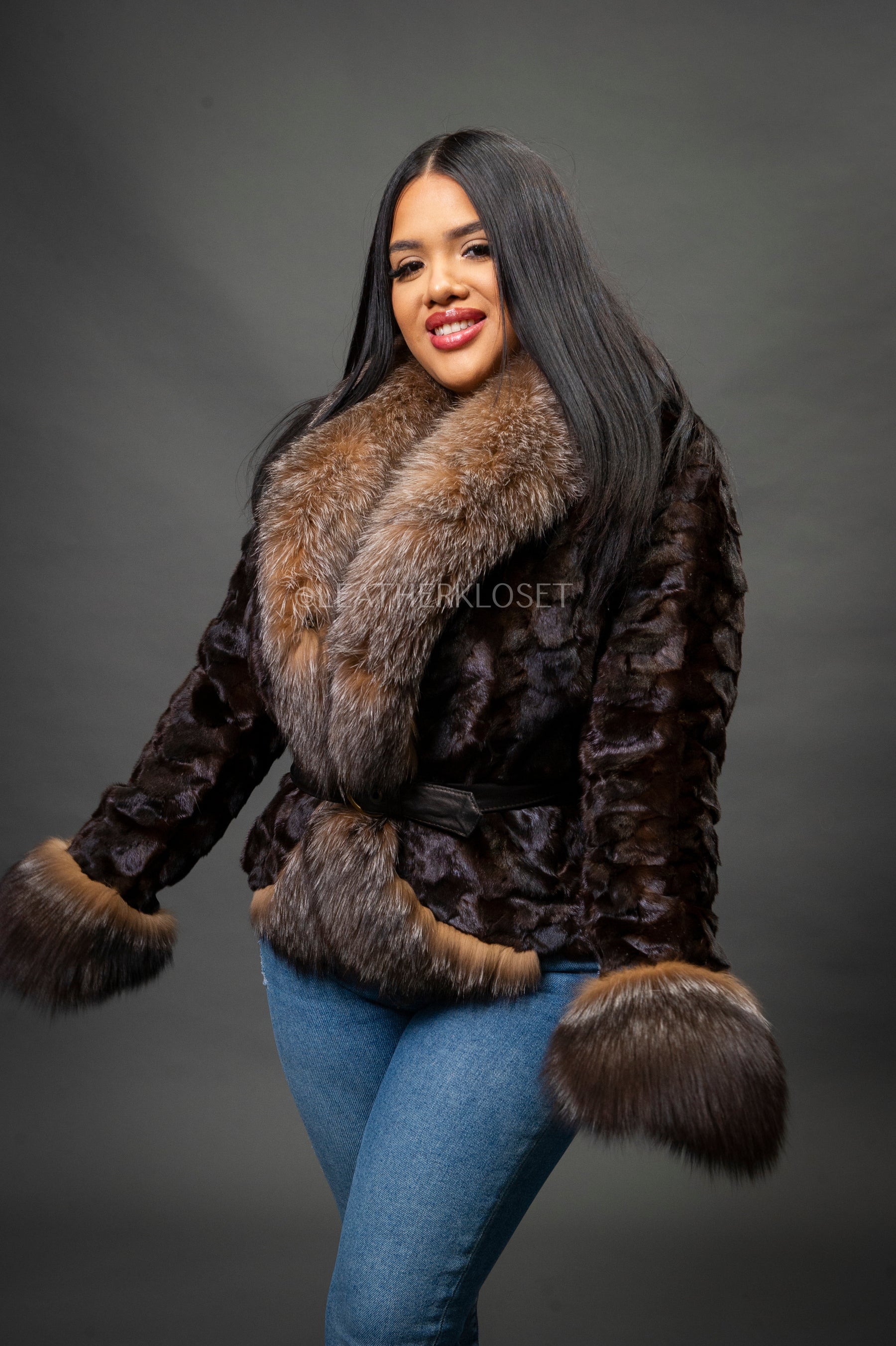 Women's Camila Mink Bomber Jacket [Brown] – LeatherKloset