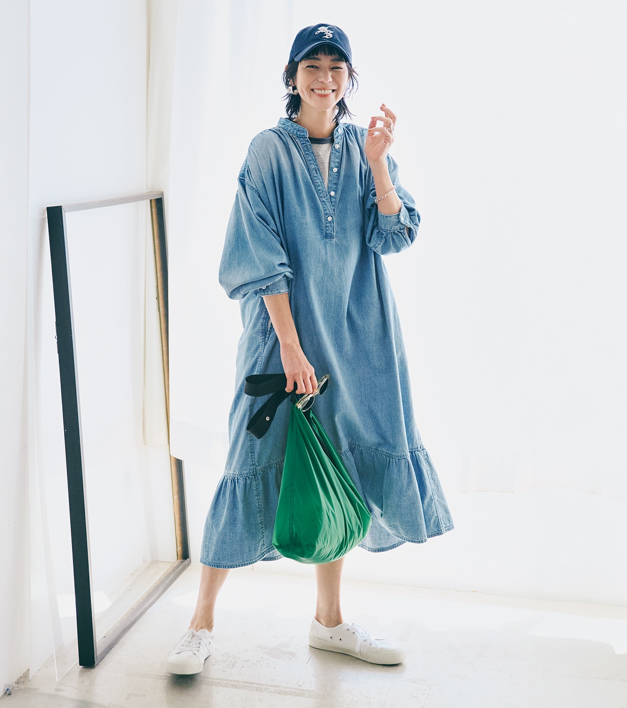 1枚で決まる！ティアードデザインのふんわりシルエットのデニム