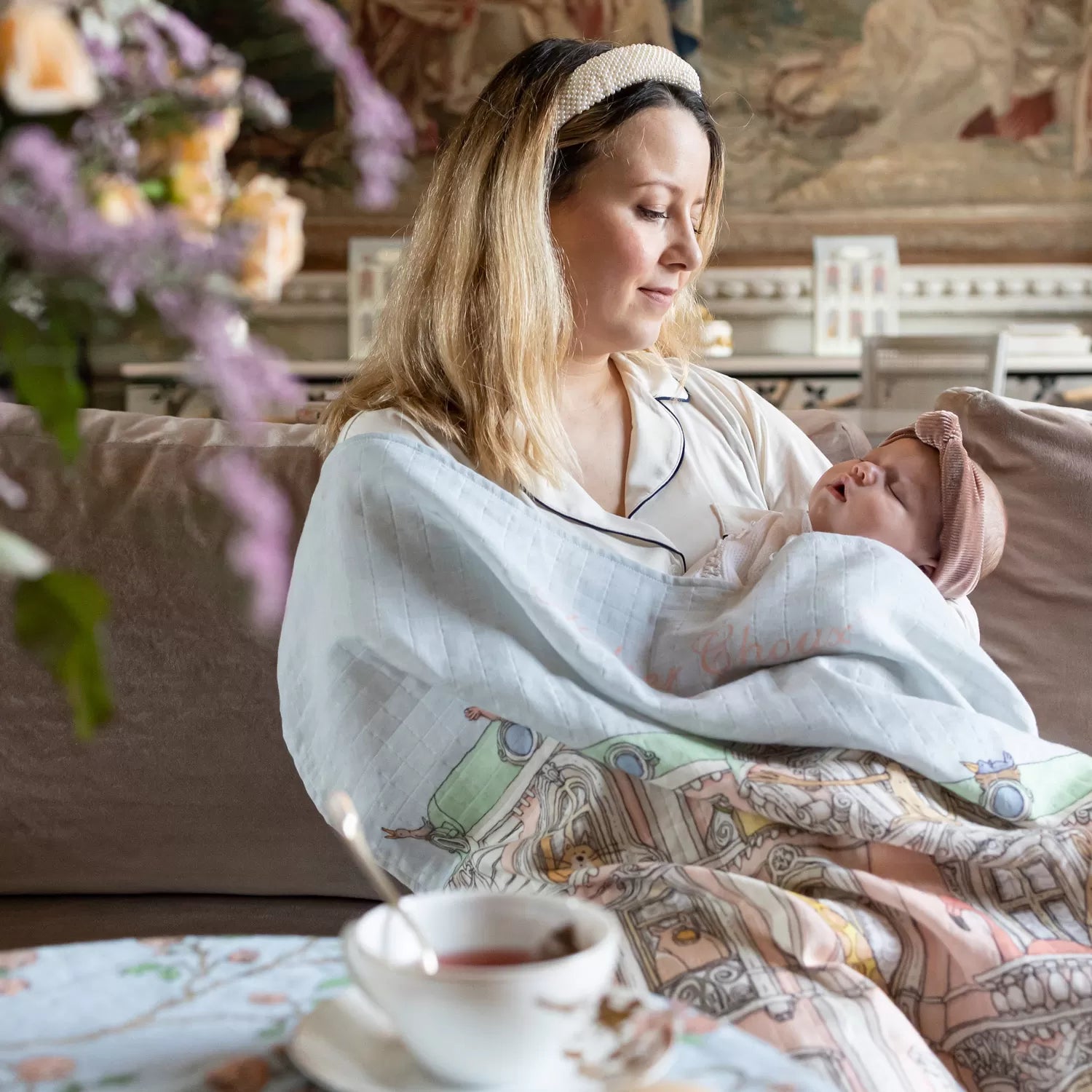 モンソー・マンション] オーガニックコットン・おくるみ毛布