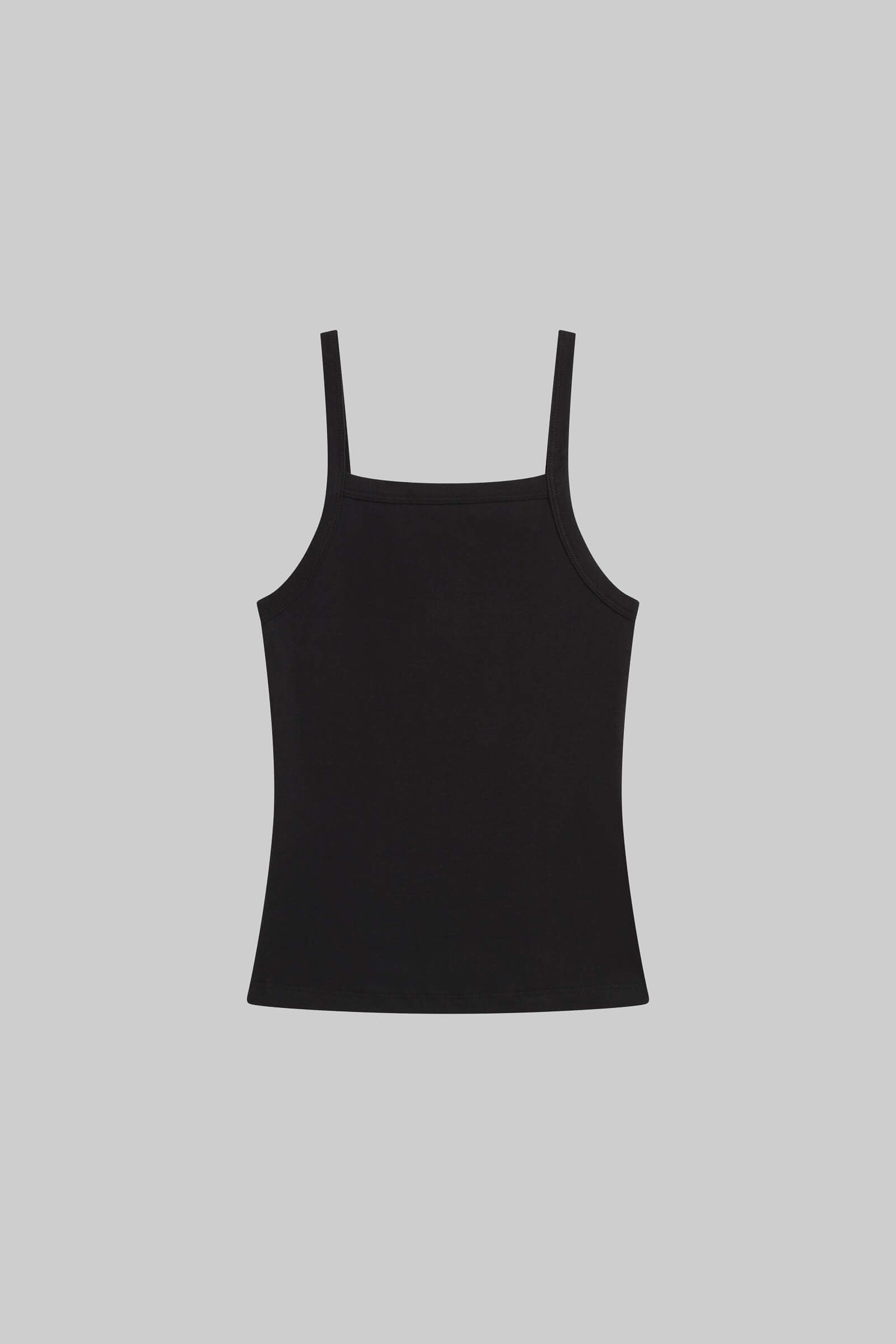 LESET Nando Square Neck Tank in Black in Cotton