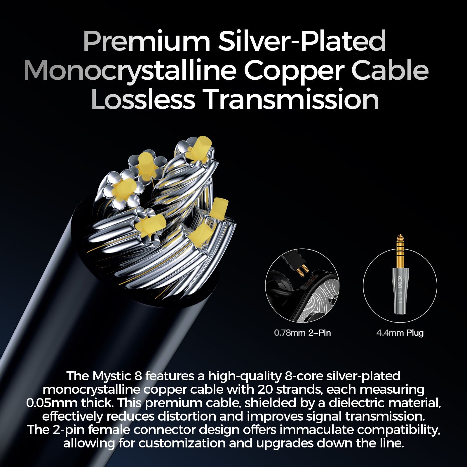 LETSHUOER Mystic 8 有線イヤホン, 8基BA型ドライバー搭載, 高忠実度