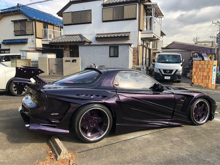 RX-7のAbflug・アブフラッグ・紫・ミッドナイトパープル・ワイドボディ