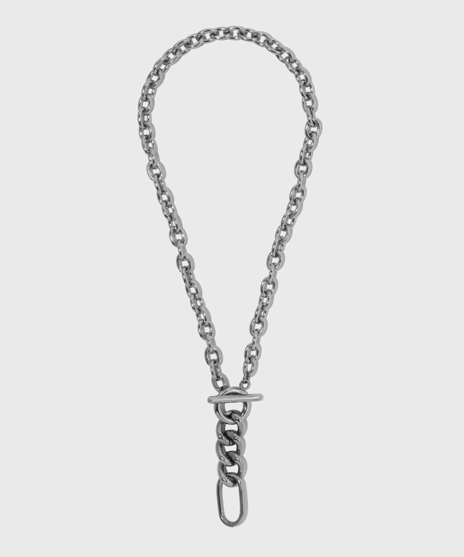 Moment”ボリュームY字ミックスチェーンネックレス/シルバー/サージカル