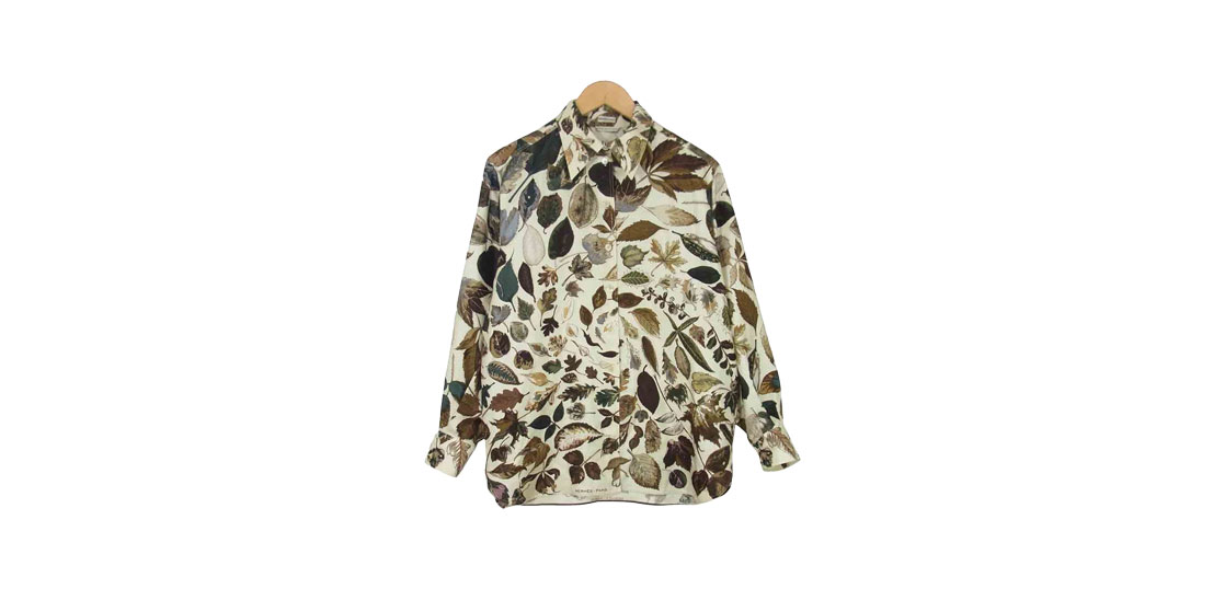 エルメス仏製マルジェラ期シルク100％葉っぱ柄とろみ長袖シャツ買取実績