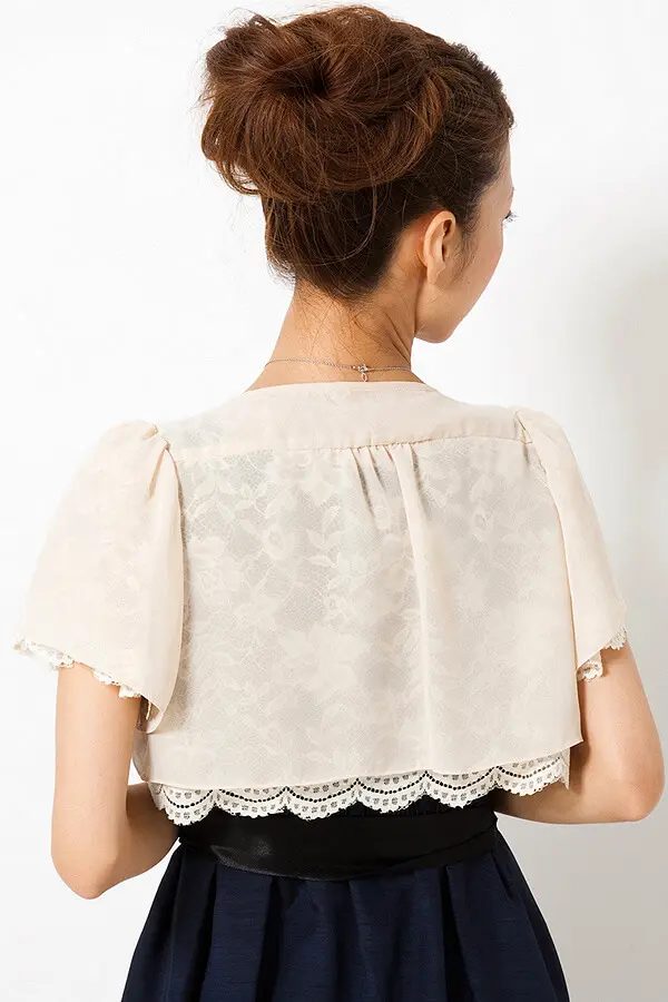 リバーシブルレースシフォンベージュボレロ | REPLETE | Cx-1360