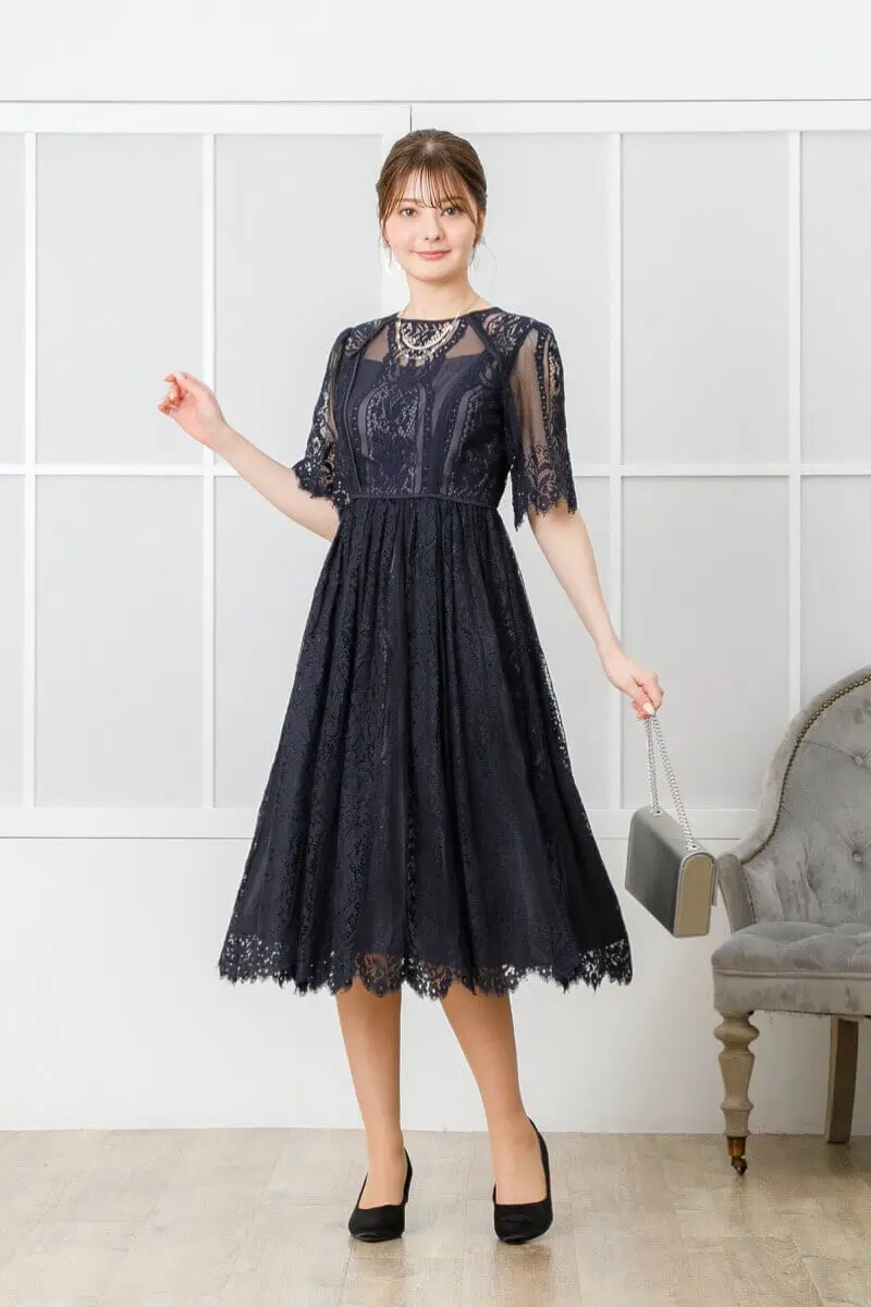 アーミカーキのレースフィットフレアドレス | Dorry doll | M | 結婚式