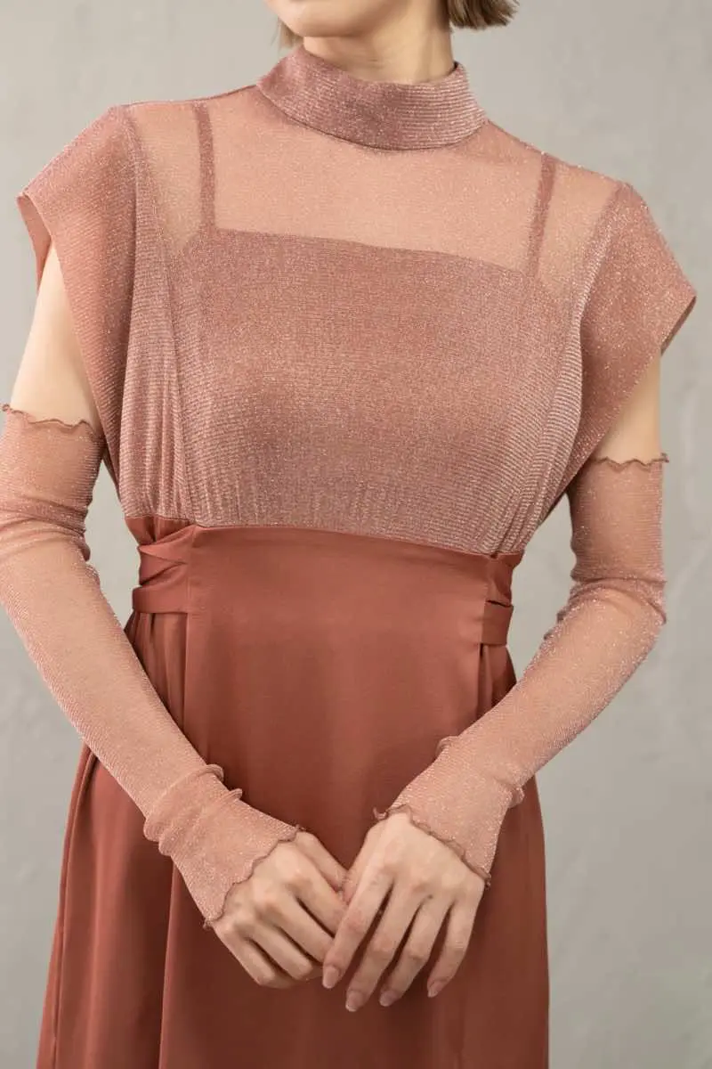 レッドのアームカバー付きチュール×サテンドレス | Dorry doll | M