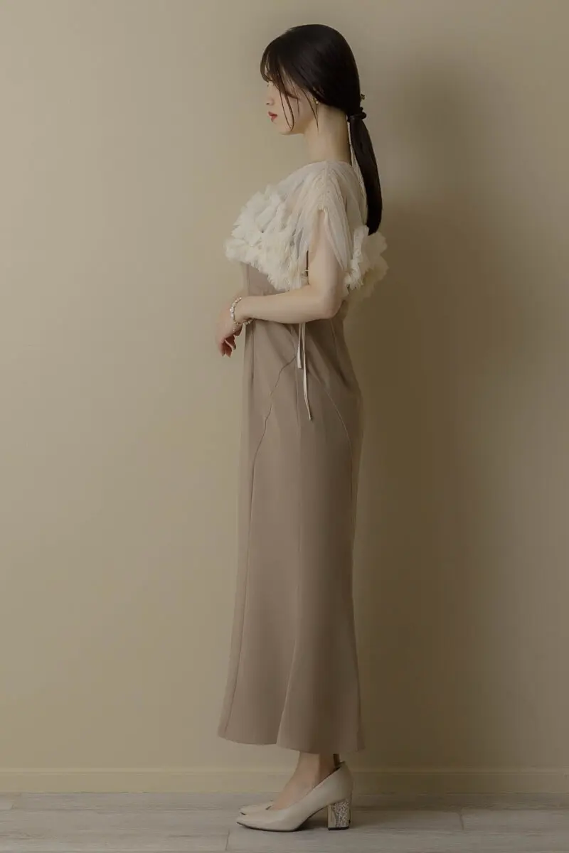 ベージュのチュールトップスセットドレス | ANDRESD | S | 結婚式