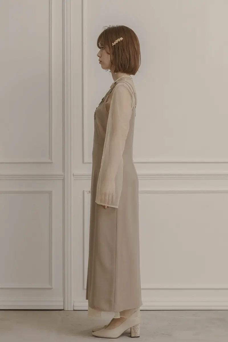 ベージュのシアーチュール2wayドレス | metoi | L | 結婚式パーティー