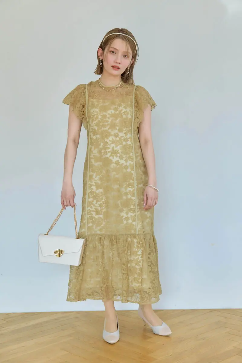 イエローのフラワーレースドレス | Dorry doll | M | 結婚式パーティー