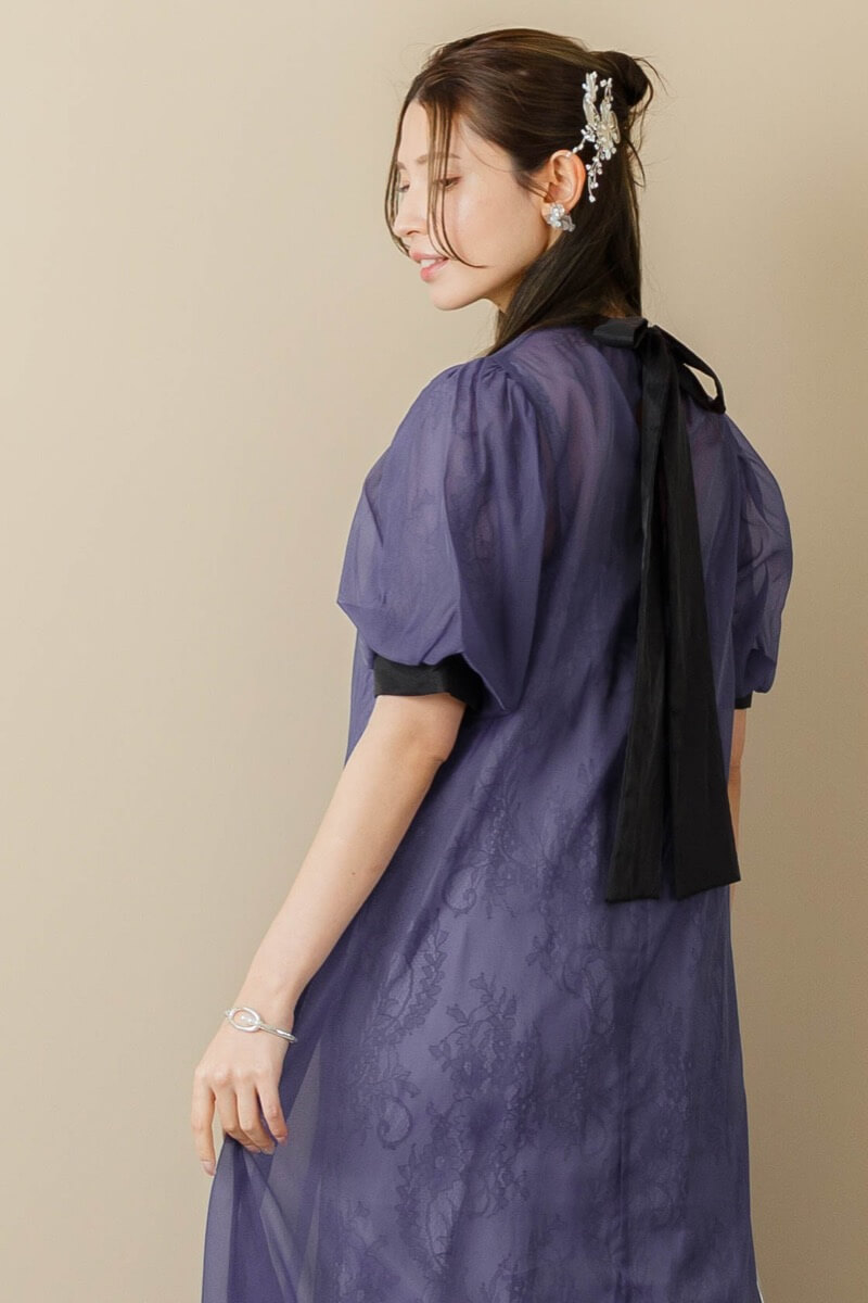 ネイビーのシアーAラインドレス | Dorry doll | M～マタニティ