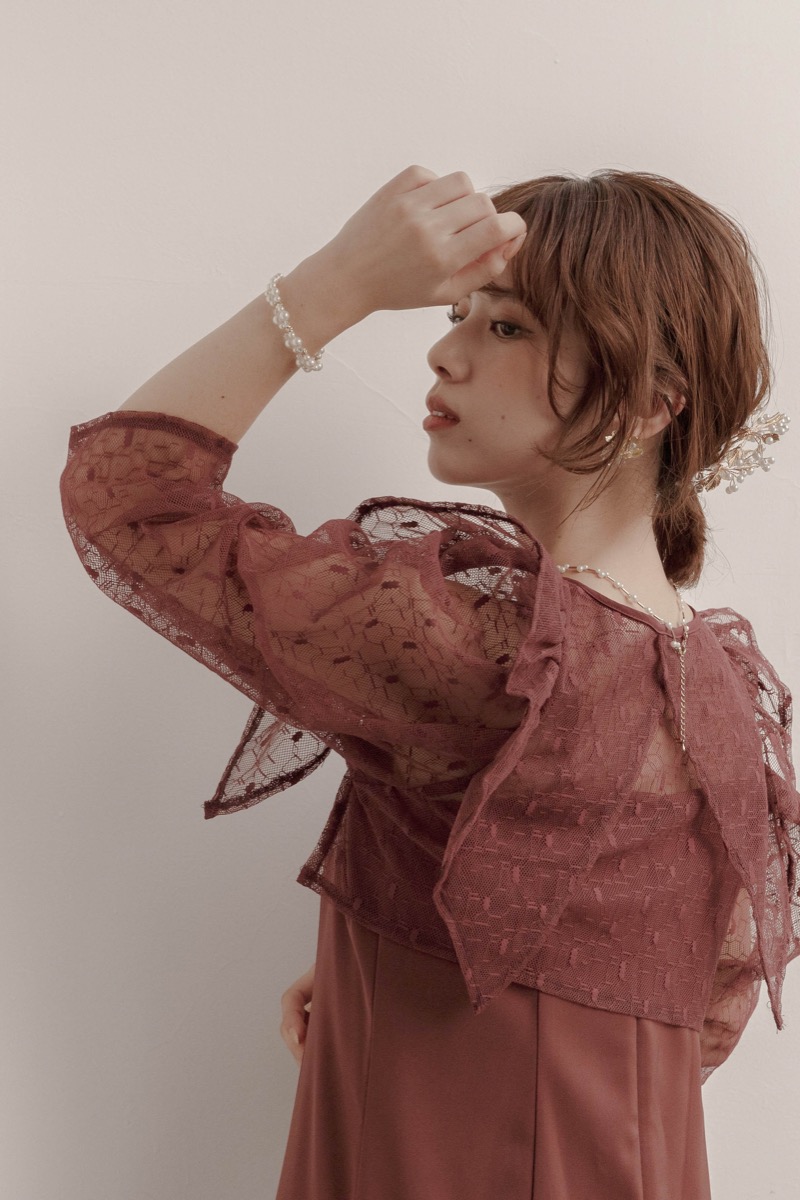 ボルドーの2wayフリルボレロ付きドレス | Dorry doll | M | 結婚式