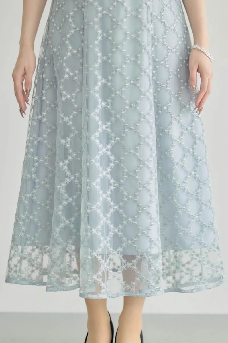 グレーのダイヤフラワーレースドレス | Dorry doll | M | 結婚式