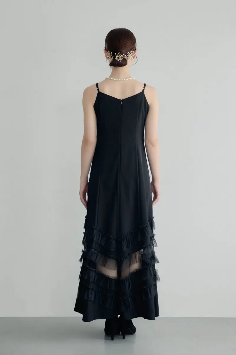 ブラックのトランスペアレントヘムセットアップドレス | et.UNiVER | M