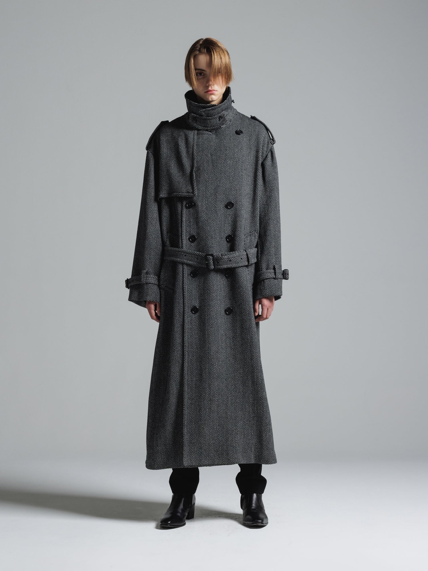 CERRUTI TWEED OVERSIZED MAXI TRENCH COAT [2025A/W] – LITHIUM