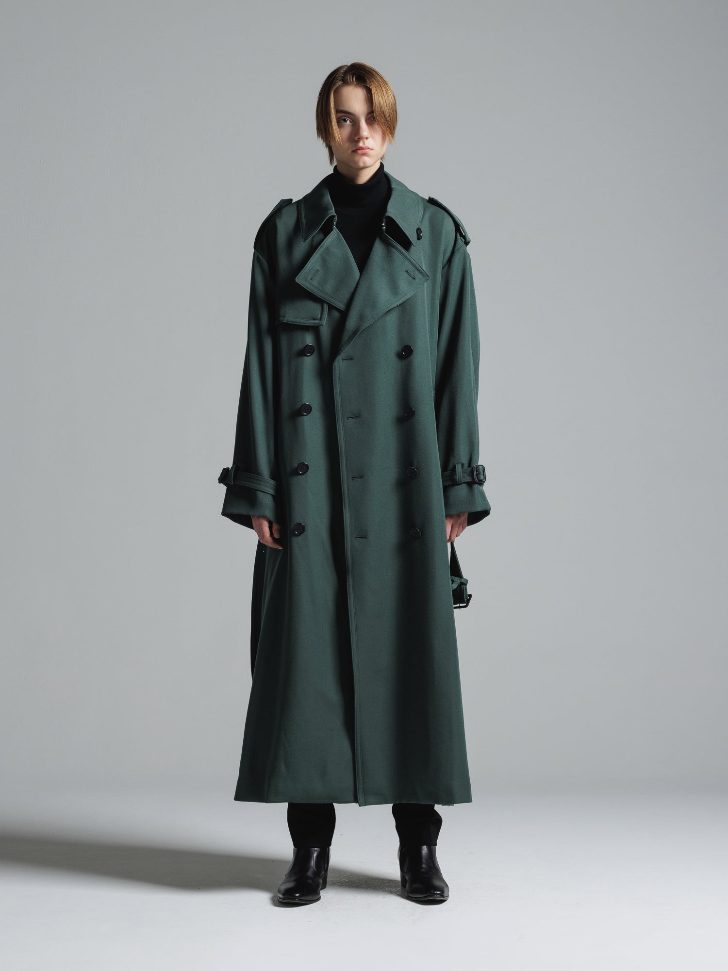 WOOL GABARDINE OVERSIZED MAXI TRENCH COAT | ウールギャバジン