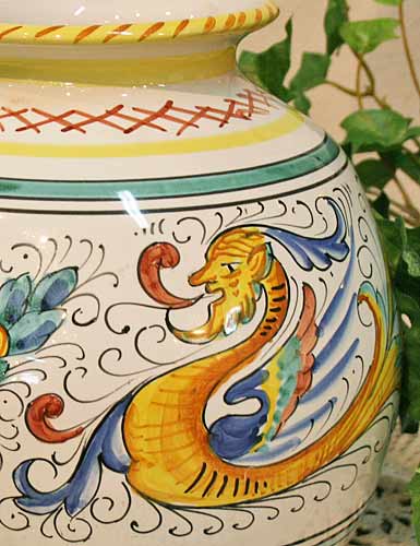 イタリア製 輸入雑貨 花瓶 フラワーベース 陶器 マヨルカ焼き デルータ