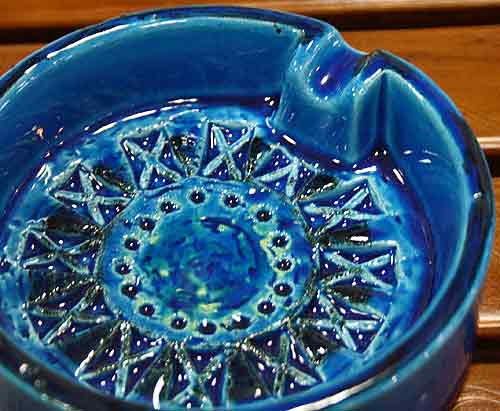 イタリア製 輸入雑貨 陶器 灰皿 12.5cm トレー ブルー Bitossi