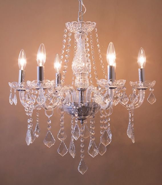 輸入家具 モダンガラス シャンデリア サンクチュアリ 6灯 クローム