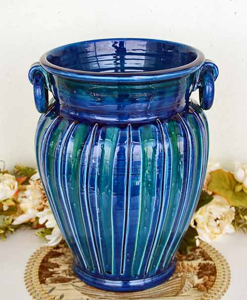 イタリア製 輸入雑貨 フラワーベース 花瓶 ブルー フルーツ トスカーナ