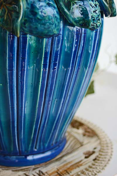 イタリア製 輸入雑貨 フラワーベース 花瓶 ブルー フルーツ トスカーナ