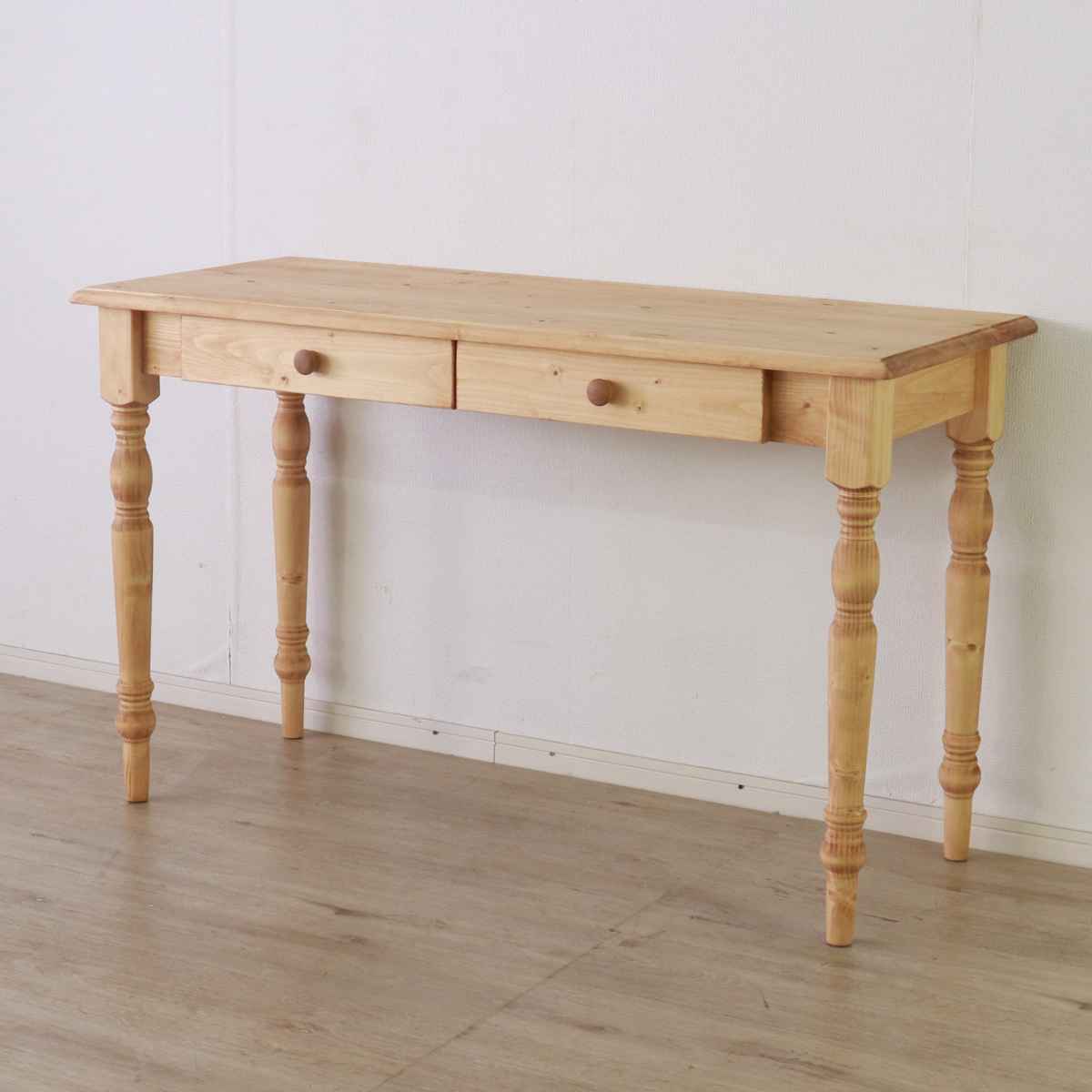 ワークデスク 引き出し付き 幅120cm 天然木 カントリー調 （ デスク