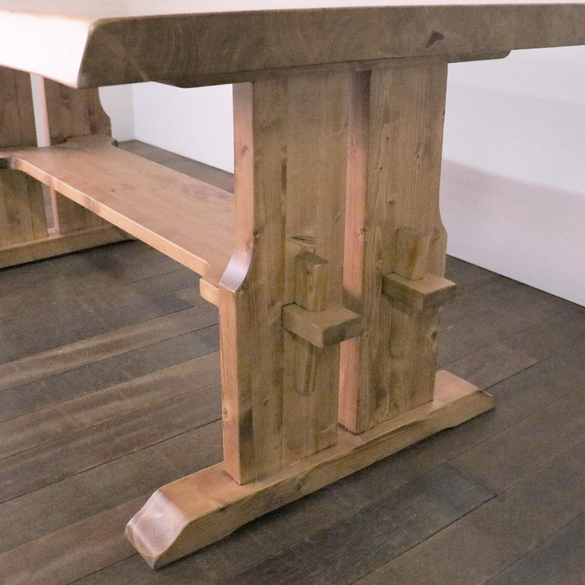 ダイニングテーブル 4人掛け 天然木 高強度 カントリー調 幅150cm