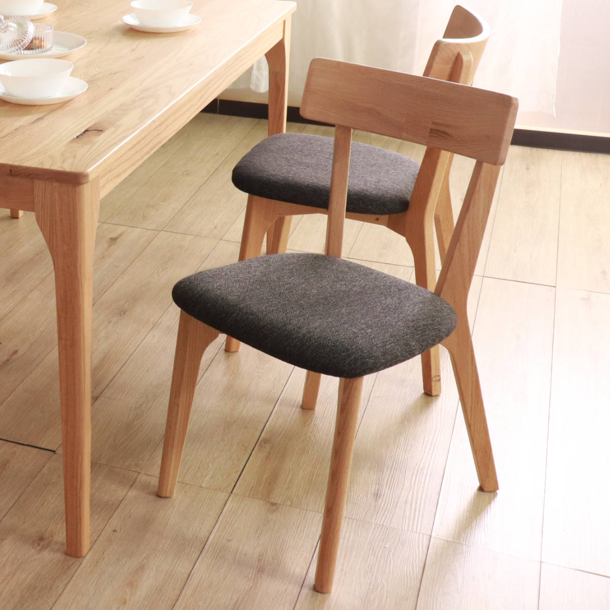 ダイニングチェア 同色2脚セット 座面高44cm ウーノ （ オーク レッド