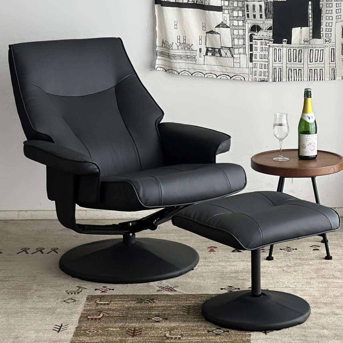 ソファ 1人掛け 幅76cm オットマン付 パーソナルチェア マッシュ