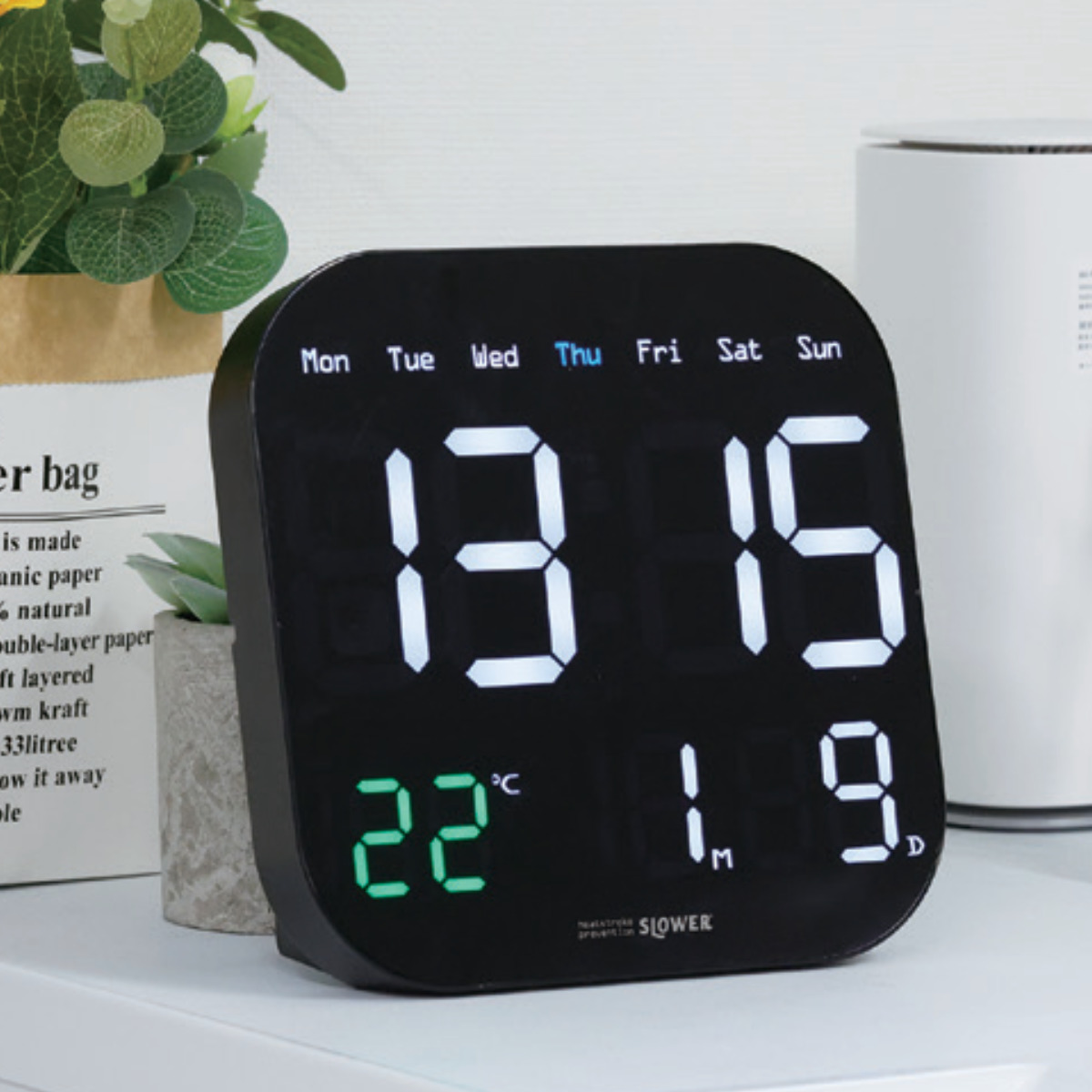 置き時計 LED デジタル時計 カレンダー機能付き 熱中症アラート機能