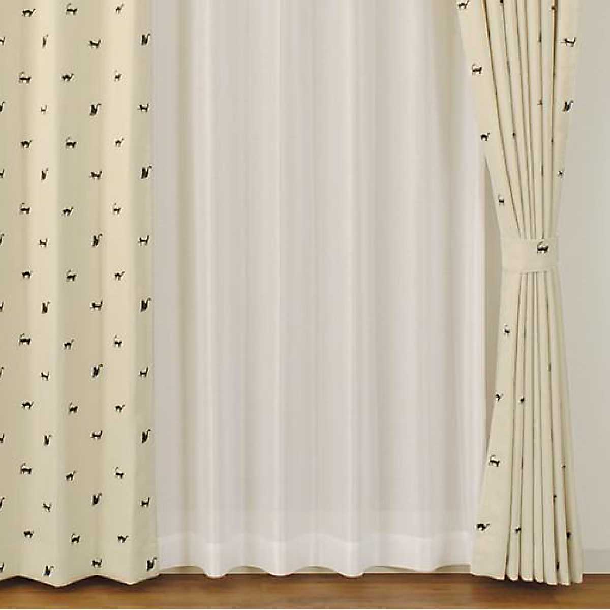 カーテン ブラックキャット 100×135～200cm 2枚 洗える （ ユニベール