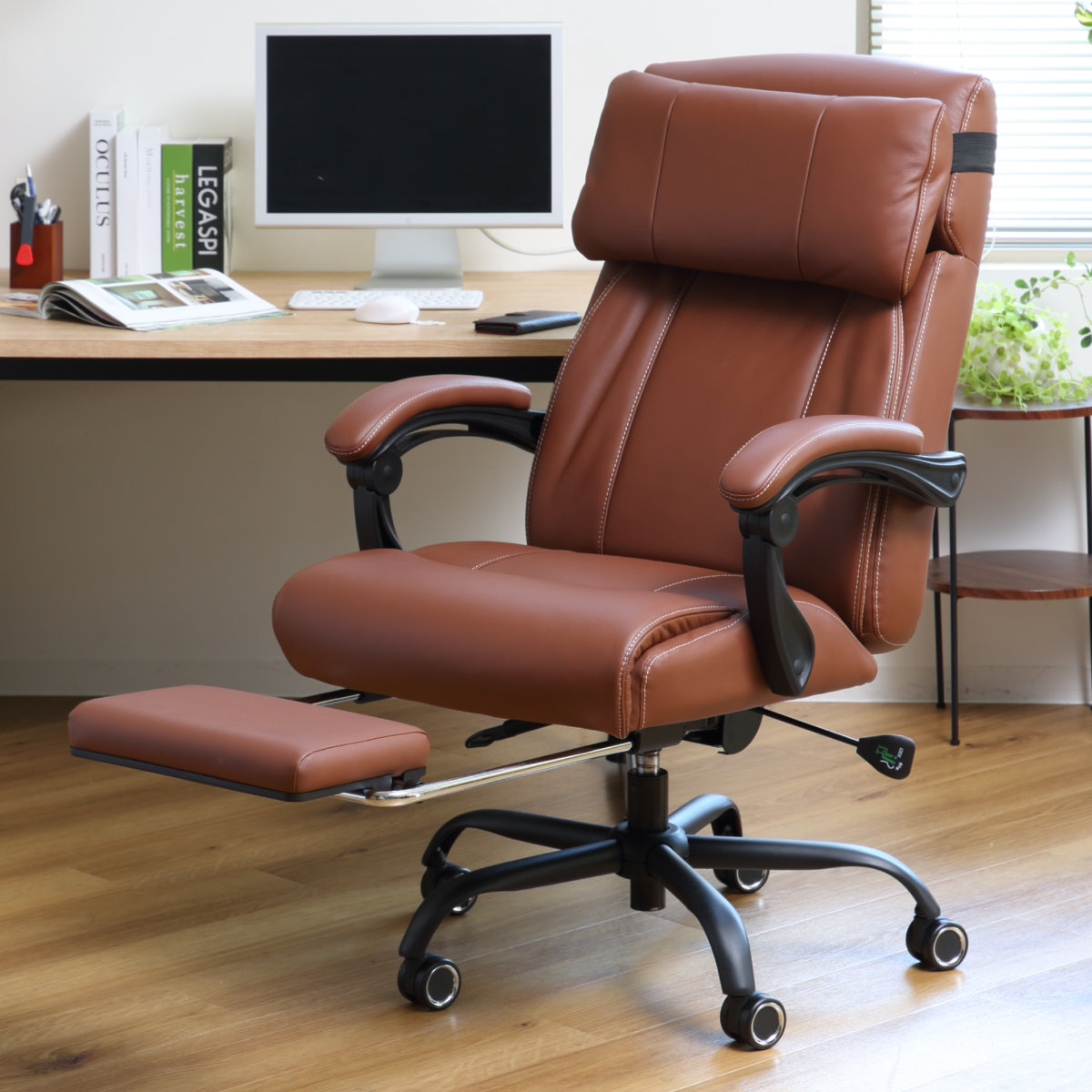 リクライニングチェア 本革 フットレスト付 パーソナルチェア