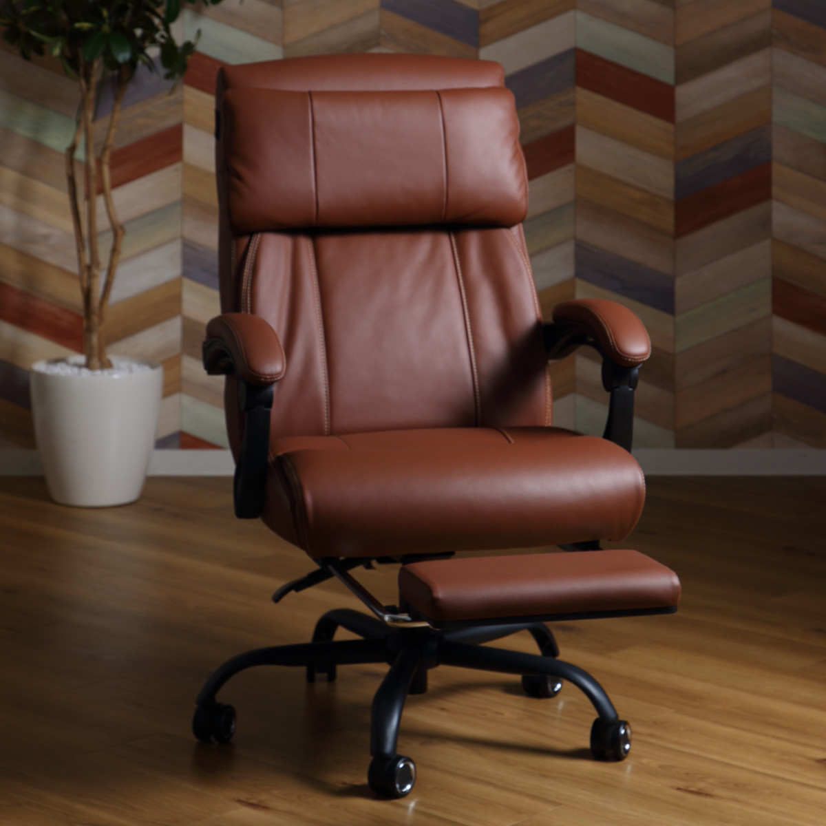 リクライニングチェア 本革 フットレスト付 パーソナルチェア