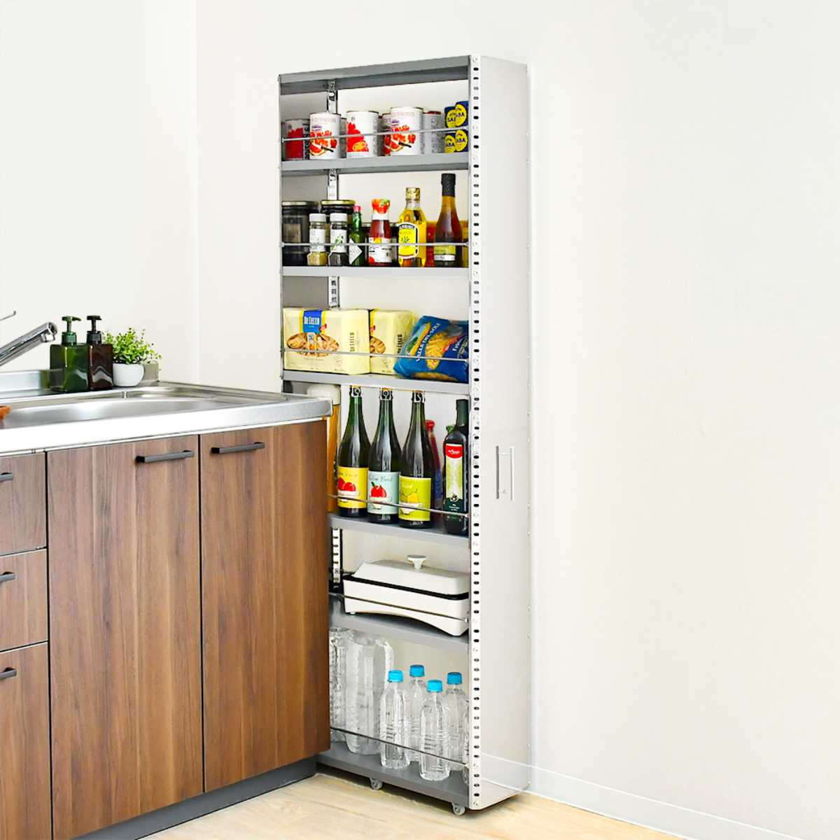 キッチンストッカー ステンレスすき間収納 幅20cm 高さ159cm ハイ