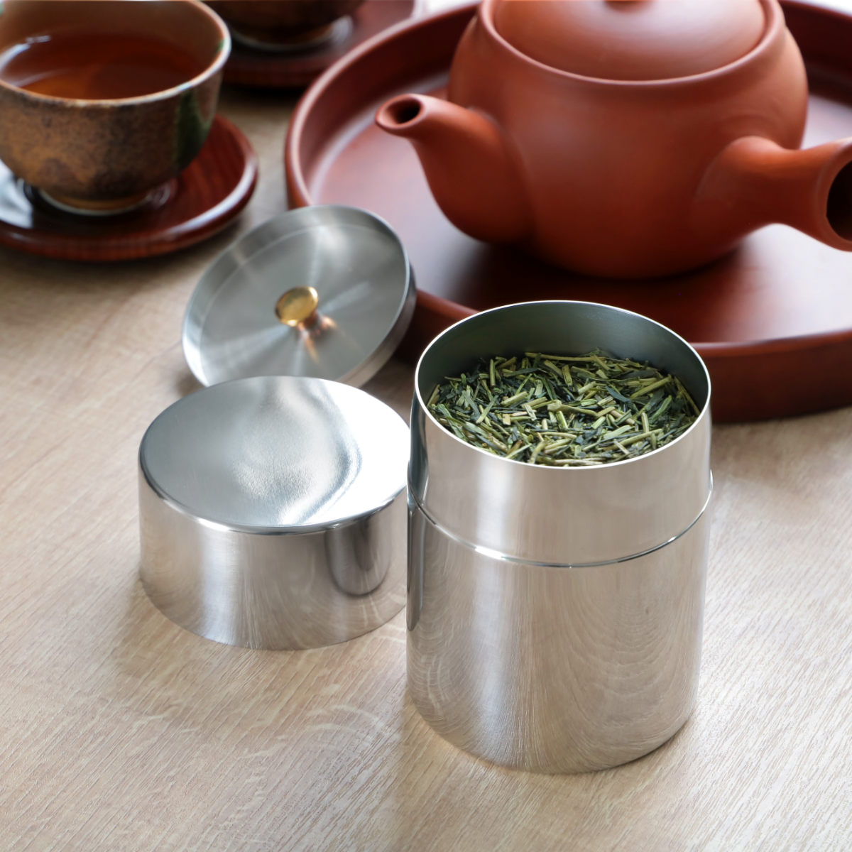 工房アイザワ 茶筒 ブラックピーマン ティーキャディ ナチュラル