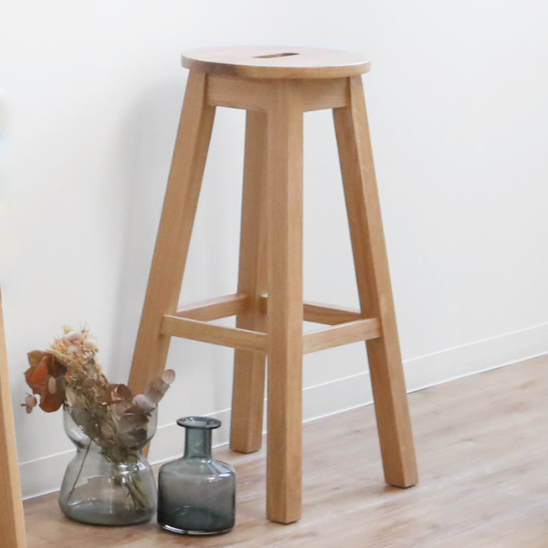 スツール 座面高70cm ハイタイプ 丸型 天然木 木製 ヘンリー 椅子 腰掛