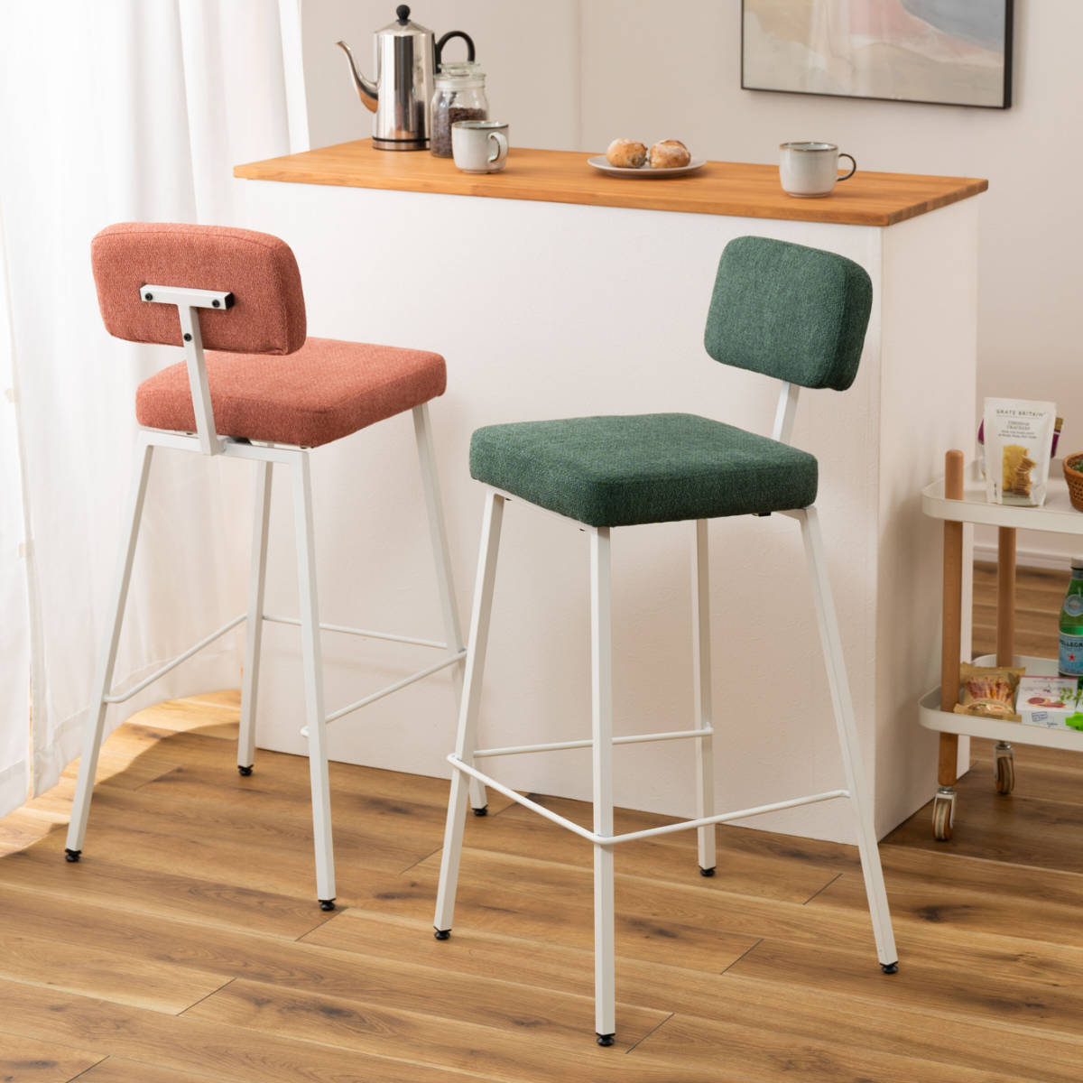 カウンターチェア 同色2脚セット 座面高77.5cm ハイチェア