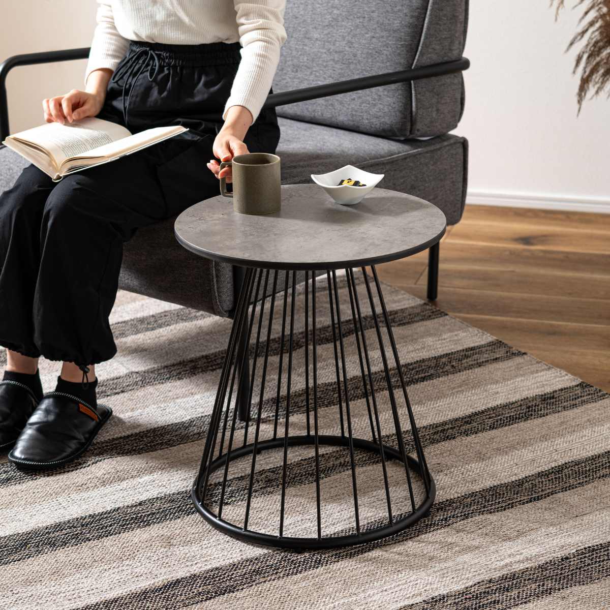 dショッピング |サイドテーブル 天板円型 高さ45cm ラウンドテーブルS