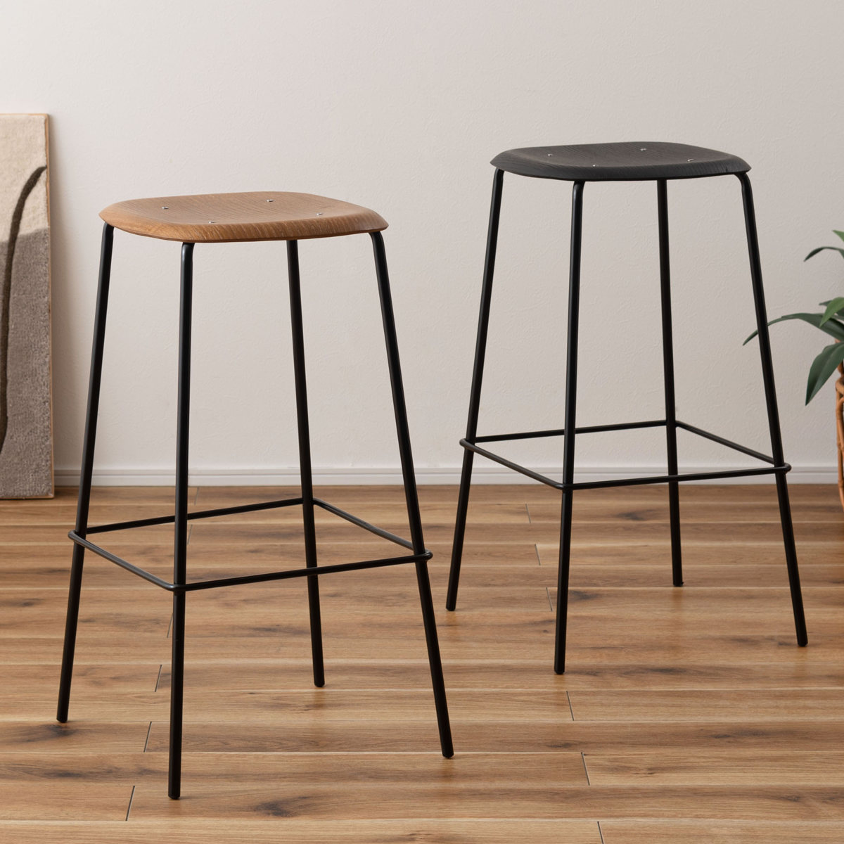 カウンターチェア 座面高75cm ハイスツール （ 背もたれなし 木製座面