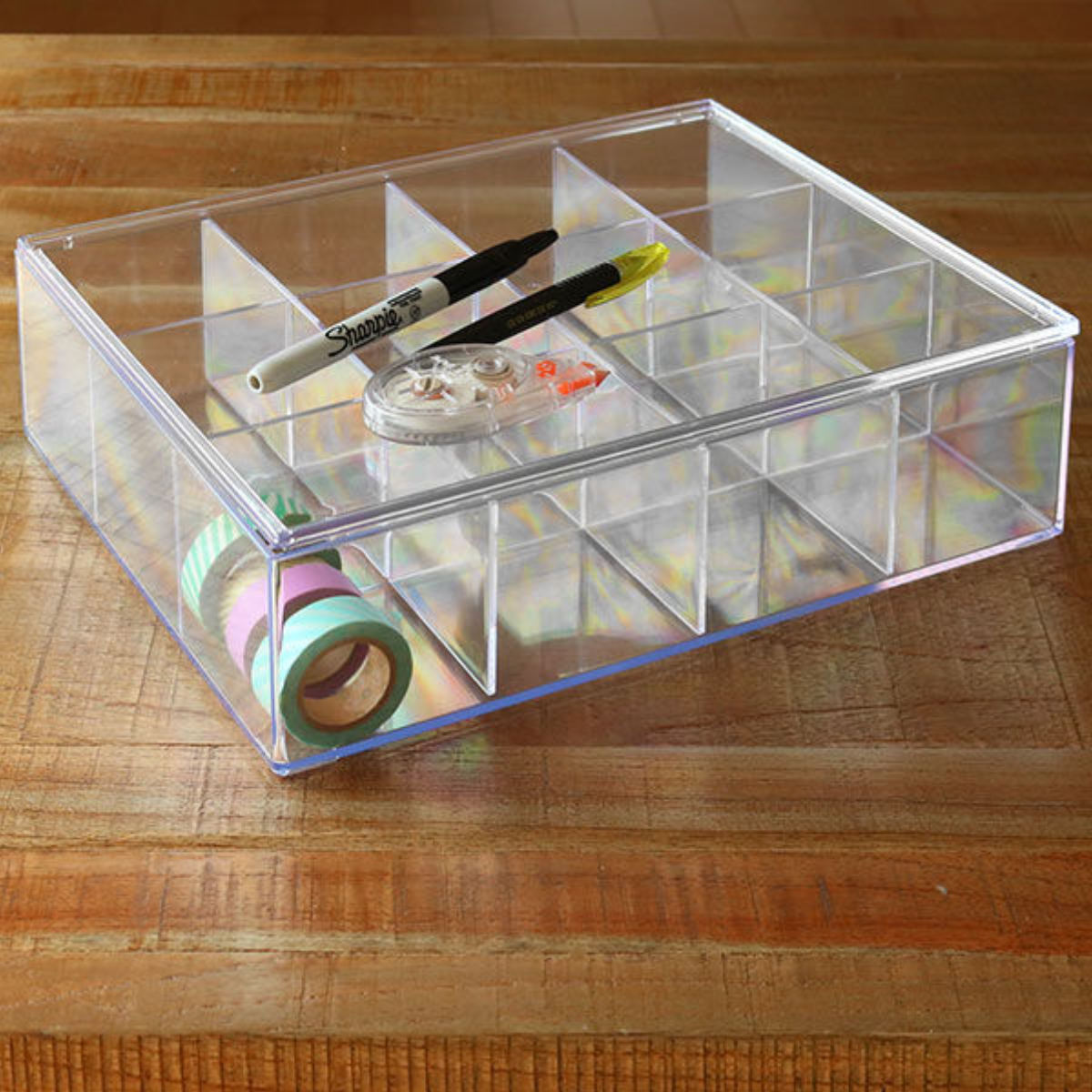 コレクションケース クリア ふた付き 12分割 L 透明 収納 デスコ