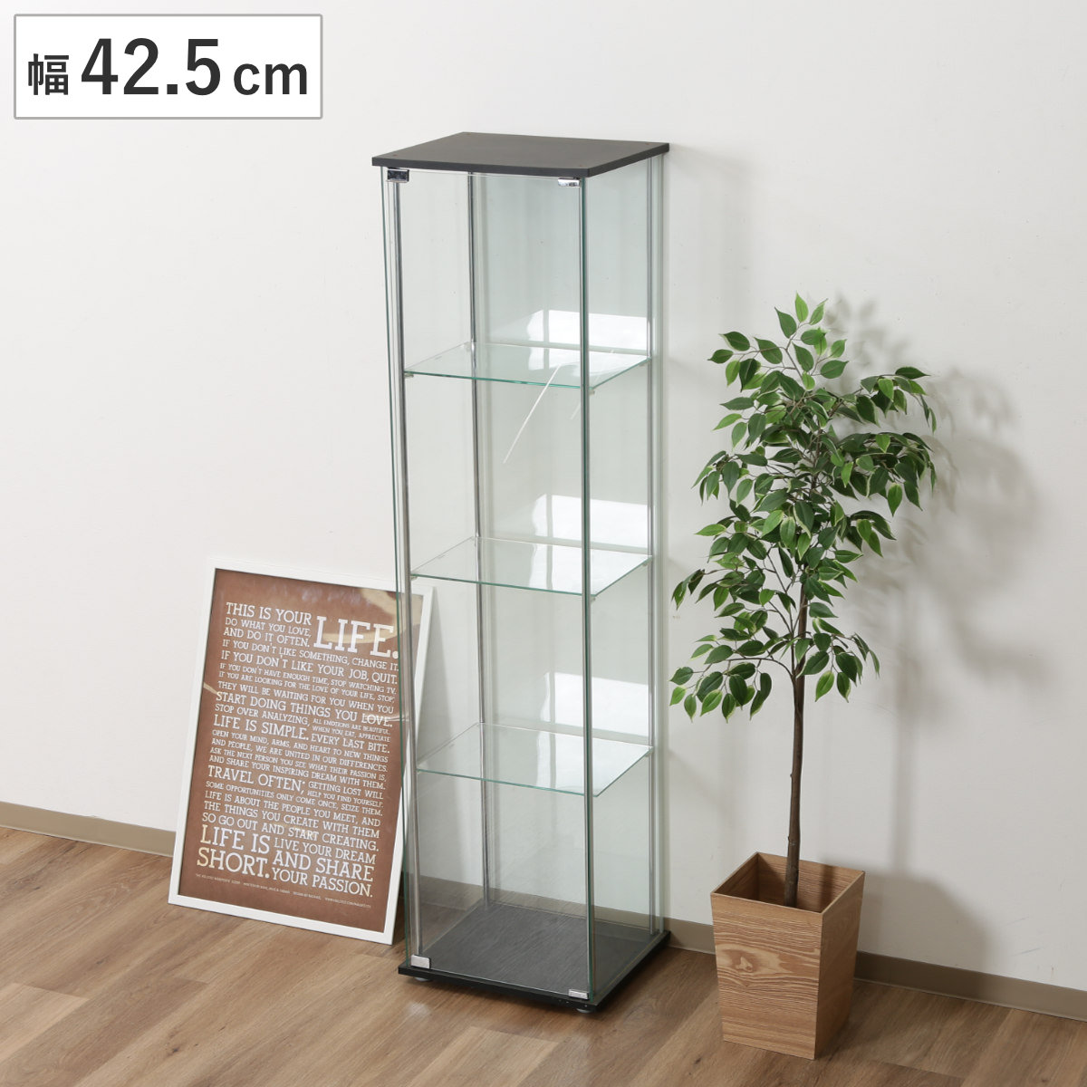 ショーケース 幅42.5cm 4段 コレクションケース ガラス製