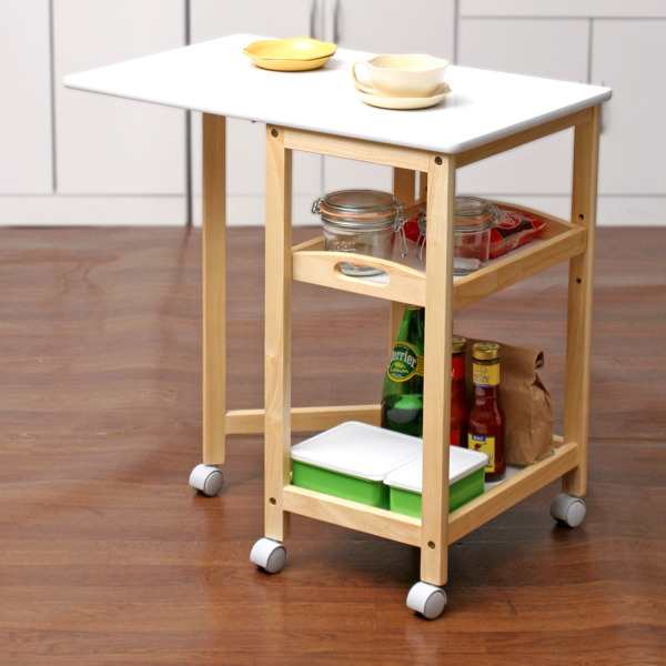 キッチンワゴン 幅35～70cm バタフライ 片バタ UV塗装天板 天然木