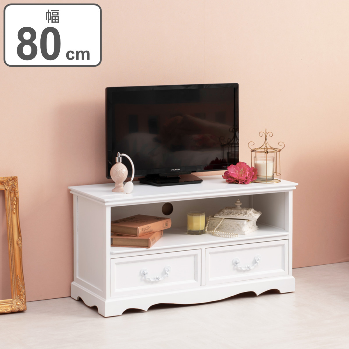 テレビ台 ローボード 木製 カントリー調 シャビーウッド 幅80cm （ 姫